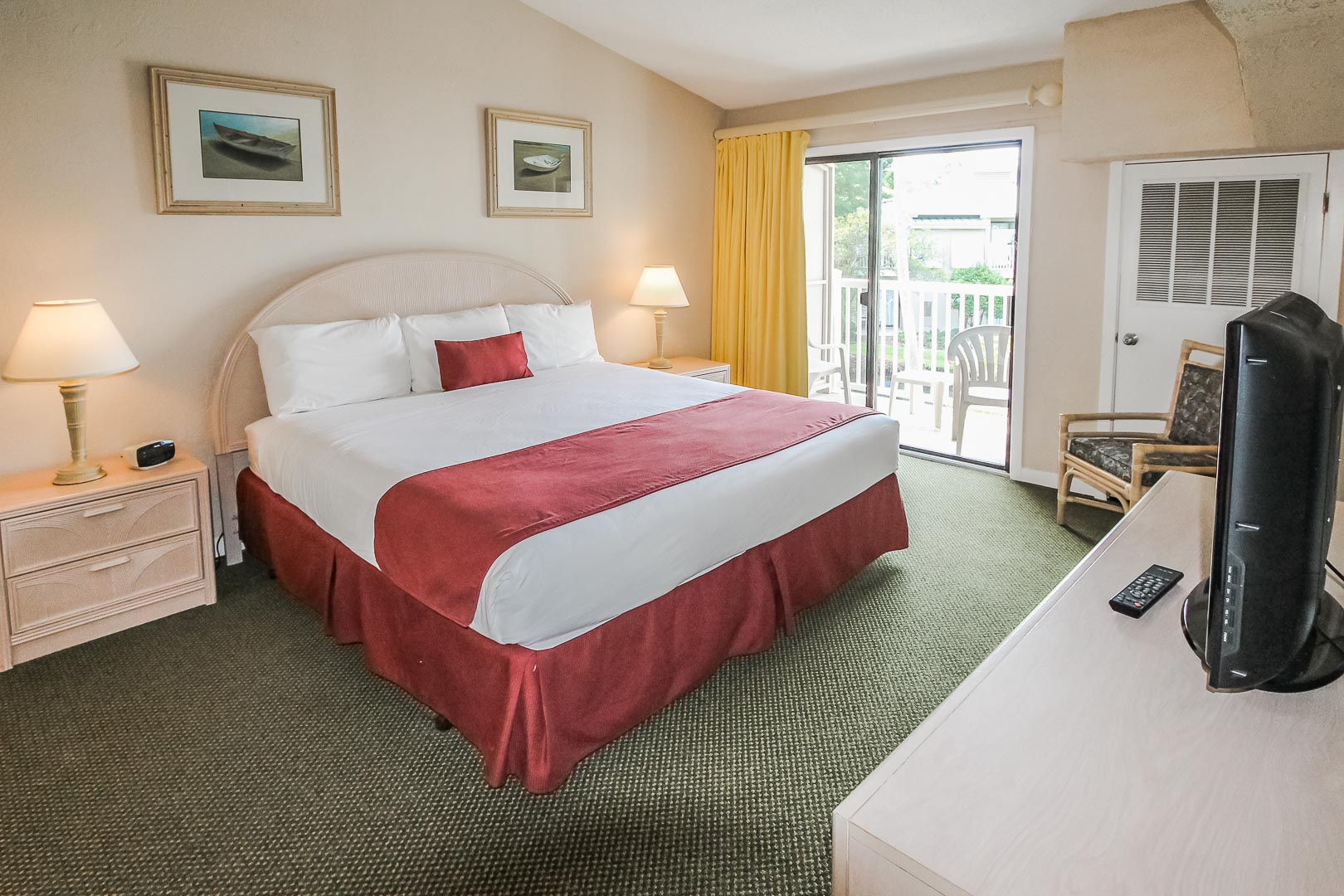 A spacious master bedroom at VRI's Players Club Resort in Hilton Head Island, South Carolina.